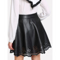 Scallop Laser Cut Coated Skirt Manufacture Wholesale Fashion Women Apparel (TA3092S)